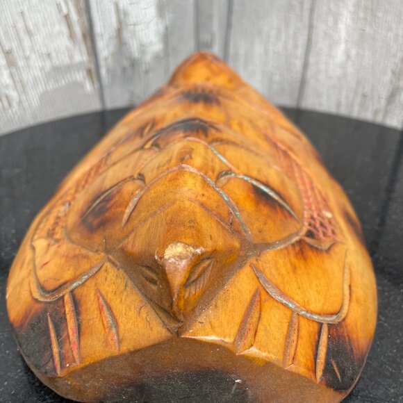 Fijian Tiki Vtg Wooden Tribal Mask Lot of 2 Hand Carved Wall Art - Picture 5 of 12